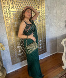 Ready Made Georgette Green Saree