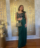 Ready Made Georgette Green Saree