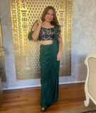 Ready Made Georgette Green Saree
