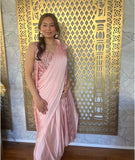 Ready Made Georgette Pink Saree