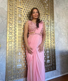 Ready Made Georgette Pink Saree
