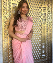 Ready Made Georgette Pink Saree