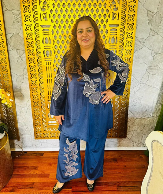 Velvet Teal Blue Co-Ord Set