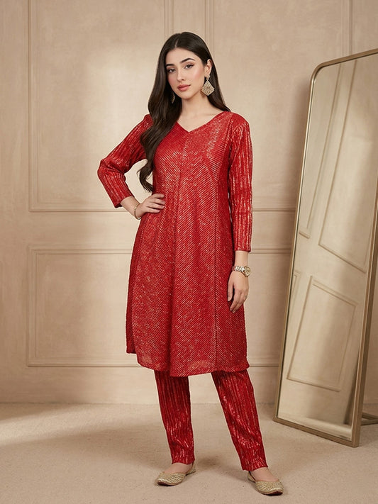 Wrinkled Red Co-Ord Set
