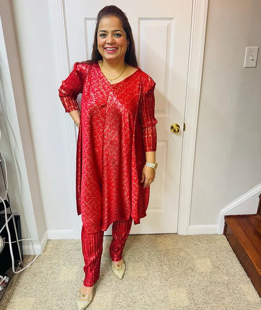 Wrinkled Red Co-Ord Set