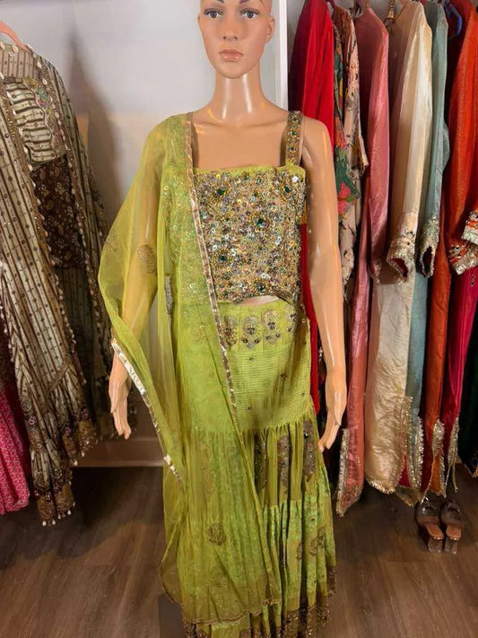 Zarqash Lime Green Lehanga
