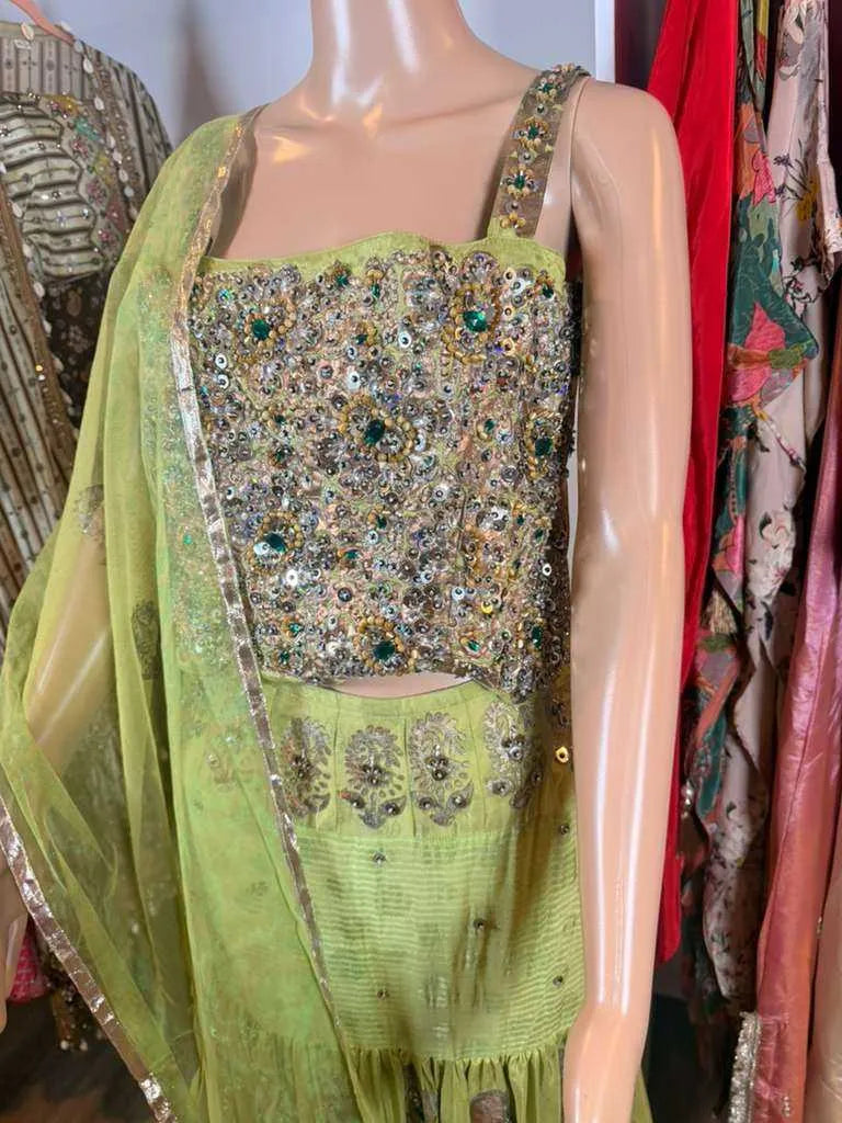 Zarqash Lime Green Lehanga