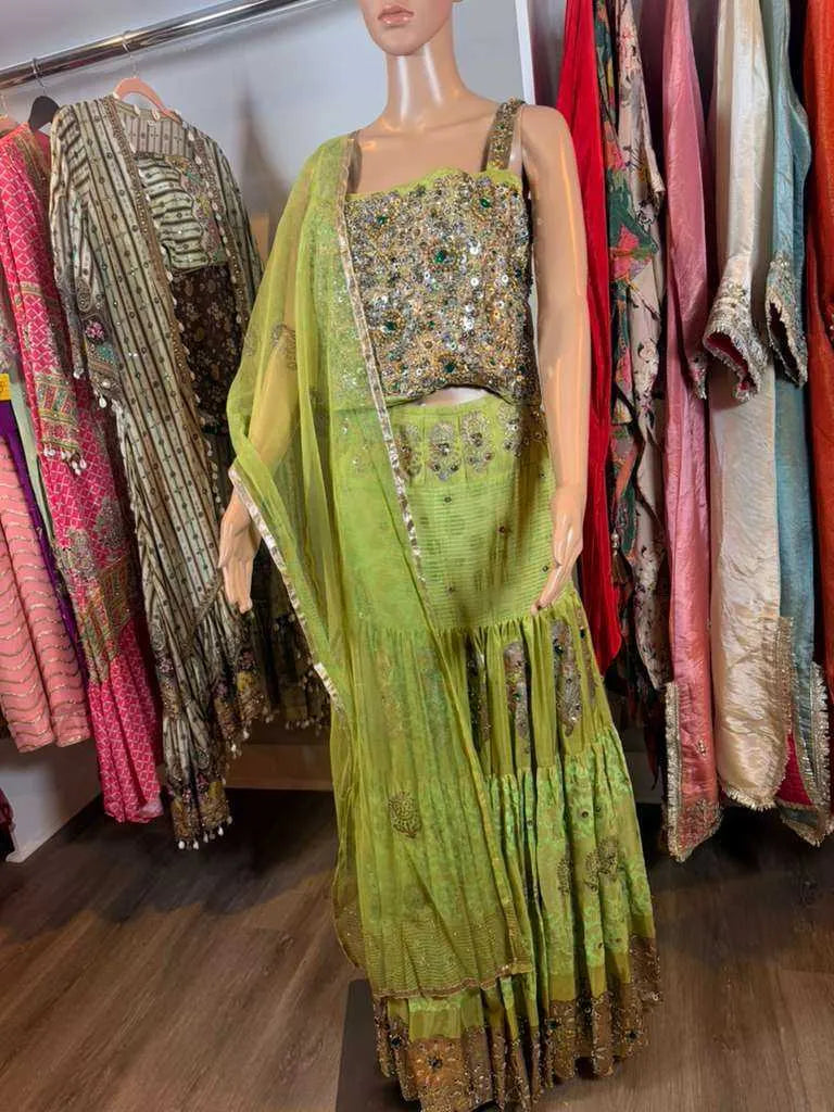 Zarqash Lime Green Lehanga
