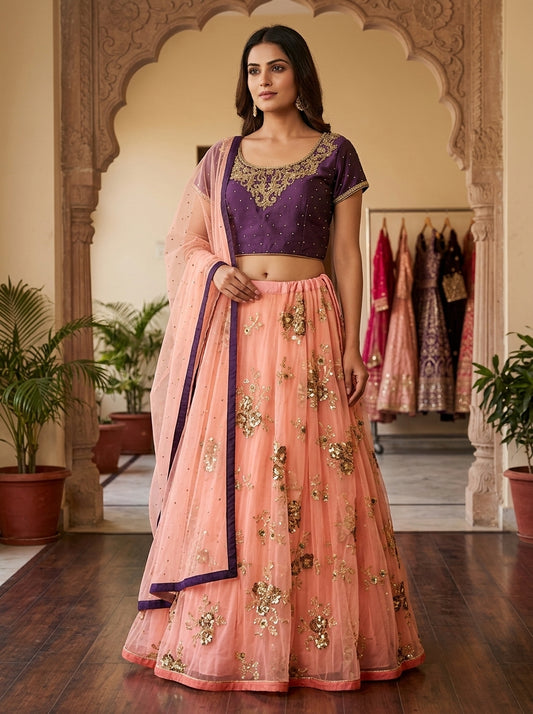 Plum Blossom Designer Lehanga