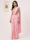 Ready Made Georgette Pink Saree