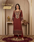 Maroon Embroidered 2-Piece Kurta Set
