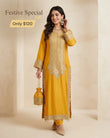 Mustard Yellow Embroidered 2-Piece Kurta Set