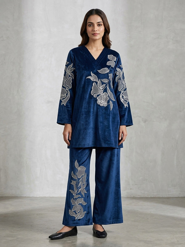 Velvet Teal Blue Co-Ord Set