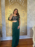 Ready Made Georgette Green Saree