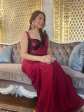 Ready Made Georgette Maroon Saree