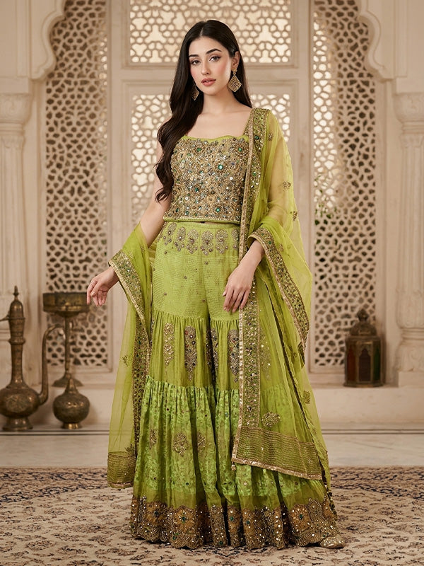 Zarqash Lime Green Lehanga