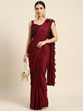 Ready Made Georgette Maroon Saree