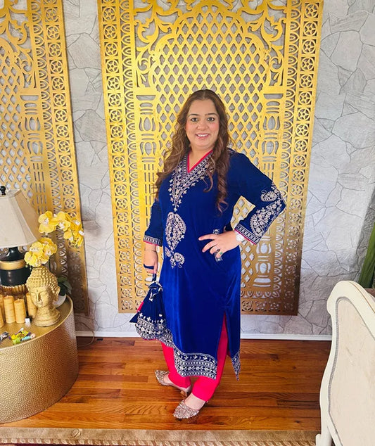 Velvet Embroidery Co-Ord Set